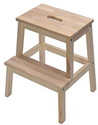 MTYLX Sgabello con Gradino a Doppio Uso per Esterni, Sgabello Alto con Scaletta,Legno Naturale