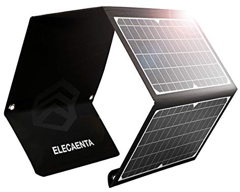 ELECAENTA 30W ETFE Faltbar Solar Ladegerät 3-Port USB-C PD18W QC3.0 IPX5 Solar Panel Reißverschluss Schutz Solarmodul Tragbarer Monokristallinem für Wiederaufladen USB-Geräte -iPhone Android Outdoor
