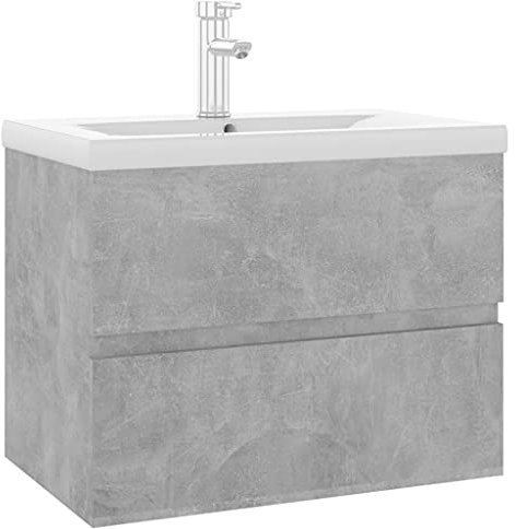 Armoire d évier et lavabo intégré gris béton bois d ingénierie