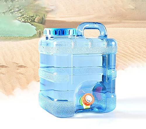 AMZWDMZ Depósito De Agua Potable Portátil,Contenedor de Agua con Grifo,Tapa de Rosca Ancha,para Oficina,Acampada,zumos y cócteles- ​Color Azul Transparente,20L