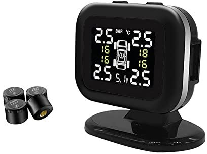 ihreesy Reifendruckkontrollsystem, 4 Alarmmodi TPMS Reifendruck Kontrollsystem Reifendruckmesser Echtzeitüberwachung RV Reifendruckprüfer Reifendrucküberwachungssystem mit 4 Externen Sensoren