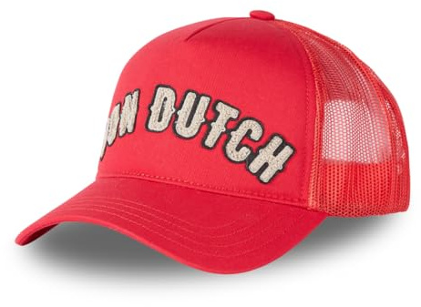 Von Dutch Cap Herren und Damen, Trucker BUCKL, Rot R | Unisex, Erwachsene 55,5-60cm, Verschluss Snapback, Schweißband, Steifes Mesh, Gebogener Schirm, Vintage