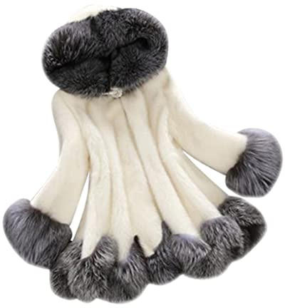Felljacke Damen Winter, PlüSchjacke Damen Mit Kapuze, Pelzmantel Langarm Elegant Warm Fellmantel Frauen Kunstlederjacke Faux Fur Cardigan Pelzjacke-Wintermantel-Winterjacke Mantel Kunstpelz Jacke