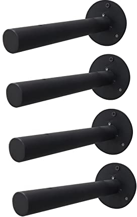 Rohr Regalhalterung Wandregal,Wandkonsole aus Eisen Schwimmende Halterung,Bücherregal Industrielle Rustikale Schwarz 25mm Rohrdurchmesser,für Schlafzimmer/Küche/Büro (300mm/11.8in,4 pcs)