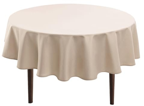 Hiasan Rund fläckbeständig bordsduk, vattentät trädgårdsduk, för matsal, trädgård, fest, picknick, födelsedag, bröllop eller hem, diameter 150 cm (59 tum), beige