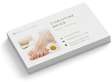 Visitenkarten personalisieren | Mobile Fußpflege # 2 | 1-seitig | Querformat | Menge + Papier zur Auswahl | gestalten | hochwertig | 350 g Qualitätsdruck | Blumen | Praxis (100 Stück)