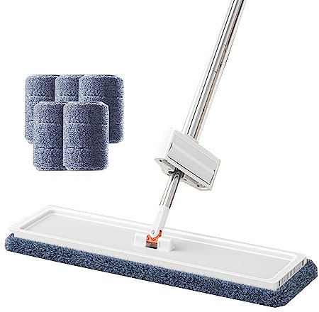 Breite 50cm Bodenwischer Wischmopp ，Flacher Wischmopp für Nass Trockennutzung, Bodenwischer， Flachmopp mit 150cm Edelstahlgriff，für Hartholz Laminat Fliesen