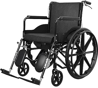 Rieort Ultraleichte Rollstühle, Faltbarer Rollstuhl aus Kohlenstoffstahl mit verstellbaren Beinen und Handbremsen, Tragfähigkeit 100 kg, Reiserollstuhl
