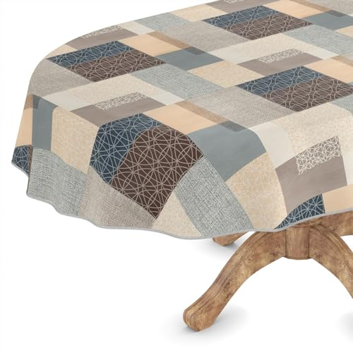 ANRO Wachstuch Tischdecke abwaschbar Wachstischdecke Plastik-Tischdecke Meterware eckig rund oval Mirka Oval 200x140cm