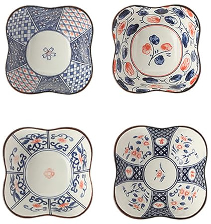 soulnioi Dipping Bowls Set of 4, Japanese Style Ceramic Seasoning Bowl, Mini Sauce Spice Dishes Dessert Snack Bowls, Multipurpose Pinch Bowls - Set B
