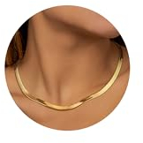 Finrezio 14K Vergoldete Schlangen-Kette für Damen - Edelstahl Fischgrat-Choker, verstellbar, geschichtet, Geburtstagsgeschenk (14/15/16)}