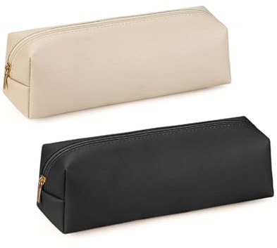 PU-Federmäppchen,2 PCS Tragbare Schreibwaren Tasche Große Kapazität Federmäppchen Kosmetik Organizer Tasche Schreibwaren Mäppchen Leder für Schule & Büro Teen den Schulanfang Geschenk