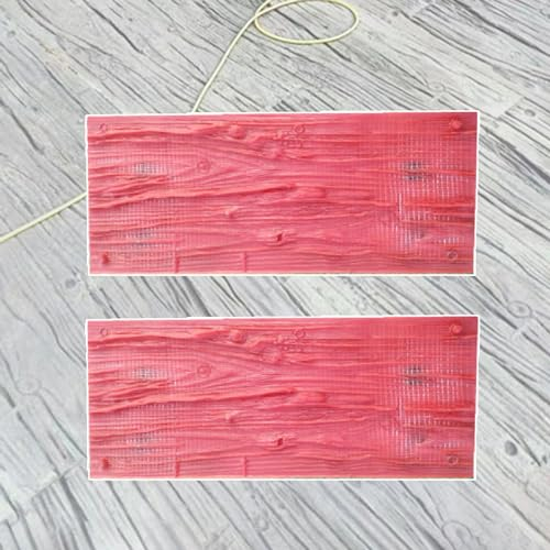 UrbanUp Beton Schablonen 2 Stück Holzmaserung-Betonformen für Böden und Zement, Nahtloses Realistisches Betonstempel-Matten-Set, Rote Quadratische Betonstrukturmatte