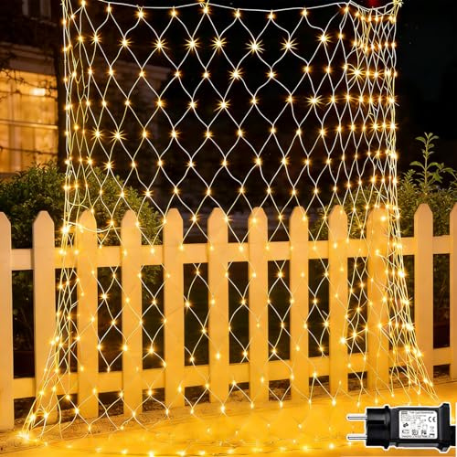 Redefun Rideau Lumineux Exterieur 2 Pièces 200 LED 3m x 2m Filet Lumineux Exterieur, 8 Modes Étanche IP44 Guirlande Lumineuses Filet pour Décoration Intérieur Extérieur Mariage Chambre - Blanc Chaud