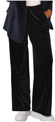 Pantalon en Velours Doré Femme Pantalons De Sport Taille Elastique Pants Automne Hiver Respirant Décontracté Femmes Pantalon avec Poches Sweatpants Fluide Femme Couleur Unie Pantalons Fitness