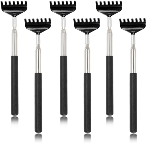 6 Pcs Rascador Espalda, Acero Inoxidable Rascador de Espalda, Escalable Back Scratcher Masajeador Manual