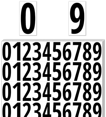 600 Pezzi, 50mm - Numeri Adesivi Grandi per Esterno, Impermeabile Vinile - Numeri Neri