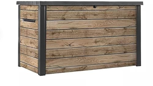 230-Gallon XXL Deck Storage Box Outdoor Patio Container (Ash Wood Brown)