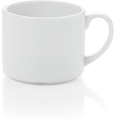 Lot de 6 tasses à café, 300 ml, système Hambourg, blanches, en porcelaine,