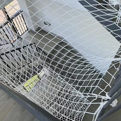 Anhängernetz Ladungssicherungsnetz Gepäcknetz Anti-Fall-Nylon-Treppenzaunnetz, Weiß, 10 X 10 Cm, Großes Baustellen-Balkon-Schutznetz, Reißfest – Regenfest – Anhänger-LKW-Lebensmittelsicherungsnetze(3x
