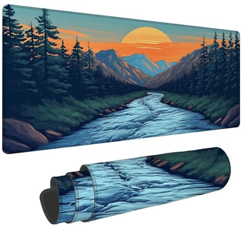 Tapis de Souris Forêt Tapis Souris XXL Coucher Soleil 1500x800x4mm Tapis Souris Gamer,sous Main Bureau Ordinateur Portable,Mouse Pad Bords Cousus Caoutchouc Antidérapante,pour Souris et Clavier A-17