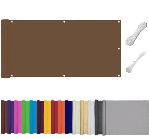 QSZTJJ Brise Vue Balcon Cache Vue Exterieur Jardin,Protection UV,Coupe-Vent Et Imperméable,pour Terrasse Jardin Balcon Patio,avec Attaches De Câble (0.9x6m,Coffee)
