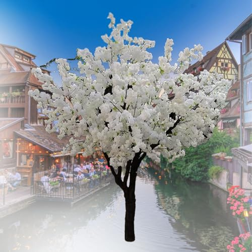 Árbol de cerezo artificial, flores artificiales blancas y rosas, árbol de cerezo falso hecho a mano, decoración para fiestas, bodas, interiores y exteriores,White-1.8m*1.2m