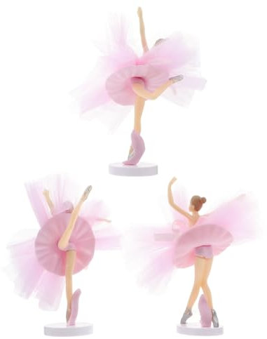 DECHOUS 3sätze Ballett Mädchen Tortendeko Ballerina Cake Topper Dekor Für Geburtstag Party Und Desserts Verzierung Für Kuchen Und Leckereien Im Rosa Design