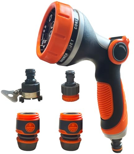 FUG Garden Hose Pipe Spray Gun, 10 Water Adjustable Patterns, Hose Nozzle with High Pressure Water Sprayer for Gardening, Cleaning, Car & Pet Washing