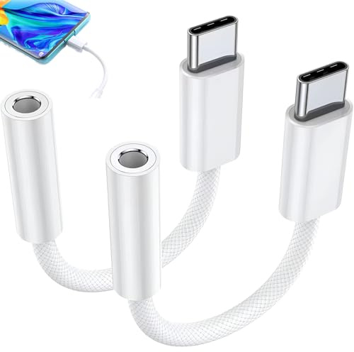 2 Pcs Adaptateur USB C Jack[Certifié Mfi] Adaptateur Jack USB C À 3,5 Mm Adaptateur UsbC JackType C Aux Audio Convertisseur Écouteur pour Iphone 15/Samsung Ipad
