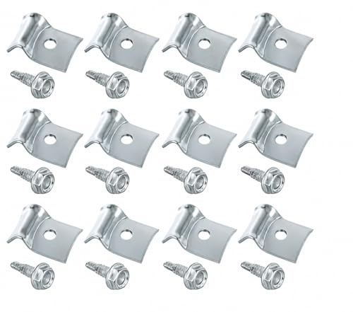 Aqbau® 15 x monteringssats för staket med dubbla stavar, inklusive självgängande skruvar, fästklämmor, stavmattor, staket, spänntrådhållare av spänntråd eller staketmattor (silver (galvaniserad))