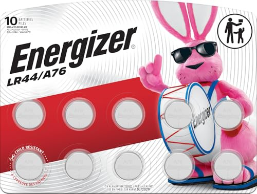 Energizer LR44 Batteries / A76 Batteries (10 Pack), 1.5V Miniature Alkaline Button Batteries