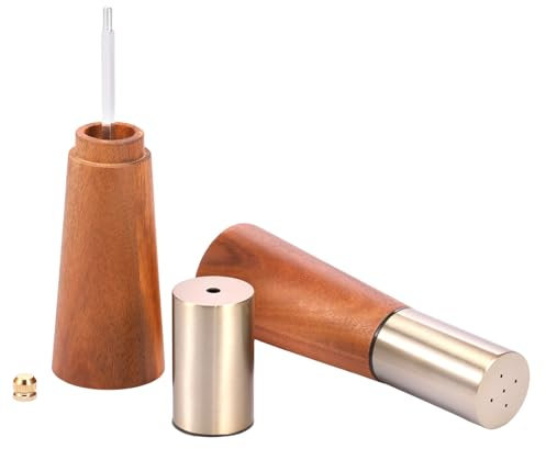 Juego de 2 molinillos de sal y pimienta ajustables para sal y pimienta, juego de molinillo de especias rellenable para barbacoa de picnic de cocina (madera)