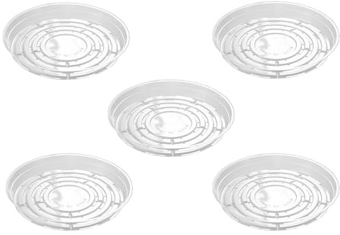 5er Pack transparente Pflanzenuntersetzer aus Kunststoff Tropfschalen für Blumentöpfe Pflanzenschalen den Innen und Außenbereich fängt Blumentopf Modern Design (A One Size)