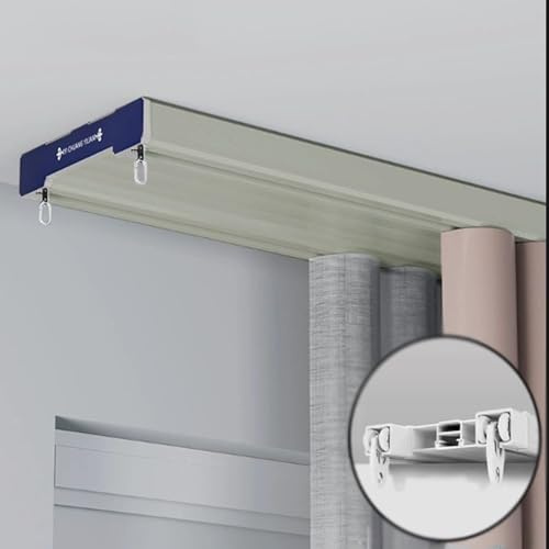 Carriles de cortina de techo de doble hilera para cortinas, cortinas, para salón, dormitorio, ducha (champán, 4.1m(13,5ft))
