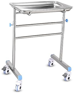 BSKJMMP Table à roulettes Support pour Instruments avec Plateau Réglable Chariot à 2 Niveaux, Hauteur de 135 à 84 cm Service Mobile pour Salon de tTatouage