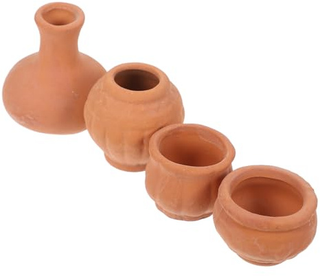 AKOOSY 4 pièces Mini Pots de Fleurs Terre Cuite Rouge de Petits Pots Miniatures pour Décoration de Jardin DIY Bureau et Fenêtre Résistants et Polyvalents