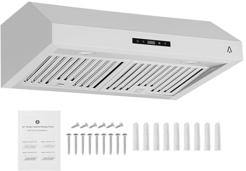 Range Hood 30 inch Wall Mount with 400 CFM,Ducted/Ductless Range Hood Stainless Steel with Touch Control 3 Speed Exhaust Fan, Adjustable Chimney & LED Light, Silver