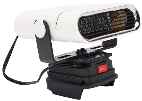 Denash Riscaldatore Portatile per Auto da 40 W, Sbrinatore per Parabrezza Alimentato a Batteria con Riscaldamento Rapido PTC, Ventola Riscaldante Regolabile per Auto, Ufficio e Uso (WHITE)