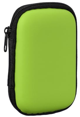 sourcing map Earphone Case,EVA Hard Shell Zipper Bags 4.53x3.15x1.38inch Portable Earbud Carrying Case Storage Bag for In-Ear Headphones USB Charging Cable, Green 80x35x115mm