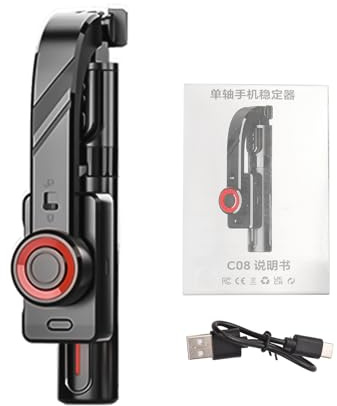 Taruor Trépied Stabilisateur de Téléphone Portable Polyvalent pour Perche à Selfie pour Smartphone, Cardan Extensible Anti-secousses Streaming en Direct Vlog, Alliage D'aluminium ABS Stable et Compact