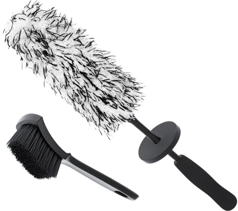 QWORK® Spazzola Cerchi Auto in Lana Sintetica - Spazzola Pulisci Cerchioni Multiuso 40 cm