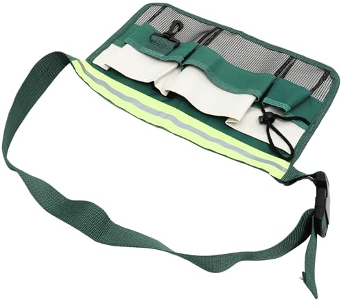 DIKACA Adjustable Garden Tool Belt Bag with Reflective Strips Oxford Cloth Waist Pouch for Women Utility Work Belt for Pruning Shears Wrenches Pens and Notepads Storage