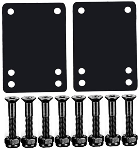 Whyzsjnclg Guarnizione per Ponte Longboard, Cuscinetti per Riser per Skateboard Guarnizione per Ponte Longboard Montaggio bulloni Hardware di Ricambio Set per Scooter Cruiser Neri, ammortizzatori