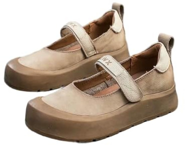 NYSBH 4 cm mocka dam krok vår tjock sneaker höst platta loafer hög märke plattform kilskor, Khaki, 38 EU
