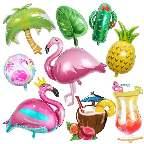 8 Stück Hawaii Party Folienballon- Folienballon Flamingo Ananas kokosnuss - Hawaii Party Deko Ballons, Flamingo Party Dekoration, für Tropical Sommerparty Pool Beach Geburtstags