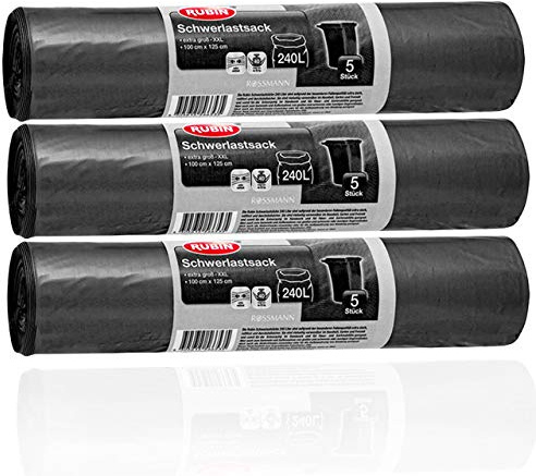 Rubin Schwerlastsack 240 l 15 Stück, 3er Pack
