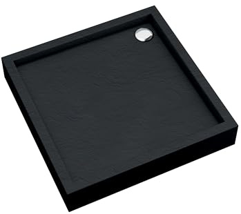 Receveur de douche AQUABAD Elegana avec technologie LeakProtect Pierre Noire 90x90cm Carré