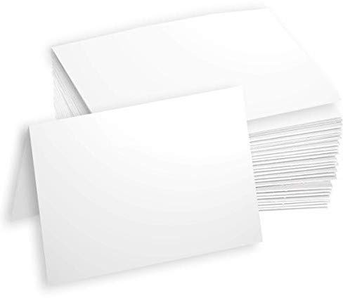 Hamilco White Cardstock Paper for A2 Tent Cards – 4.25 x 5.5, 80 lb Cover, Blank Folded Place, Greeting & Invitation Cards, 100 Pack