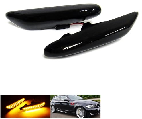 RZG 2x Black Smoked Lens Side Indicator Amber LED Marker Repeater Light For 1 3 5 Series E81 E82 E87 E46 E90 E92 E60 E61 E83 X3